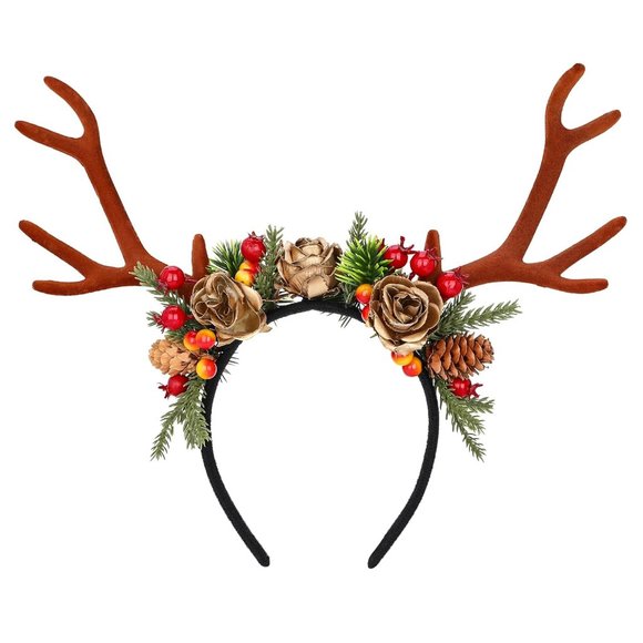 Womens Brown Reindeer Hairband - Picture 1 of 6